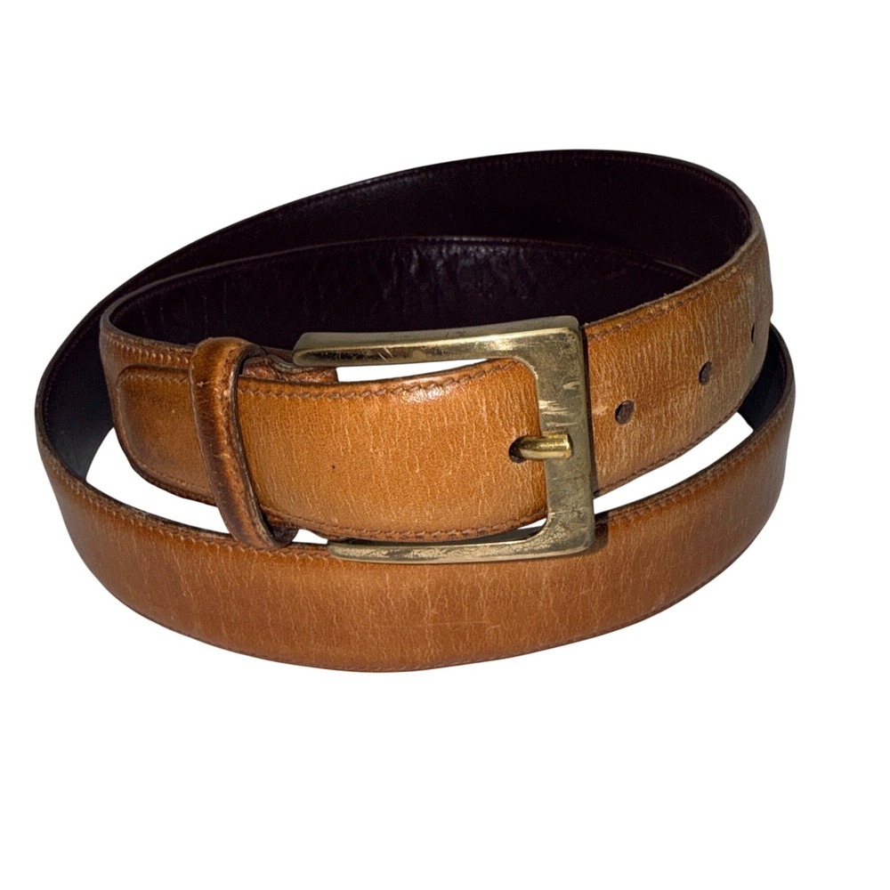 Trafalgar Tan Leather Belt‎ Gold Buckle Women's Size 34 Adjustable
